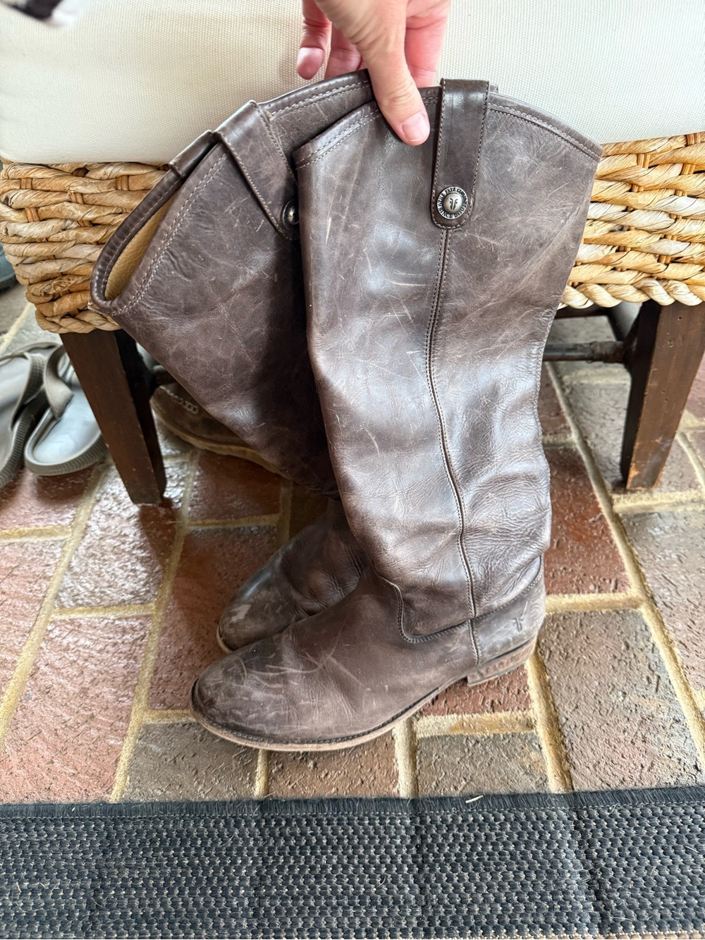 Frye Women's Tall Distressed Brown Leather Boots